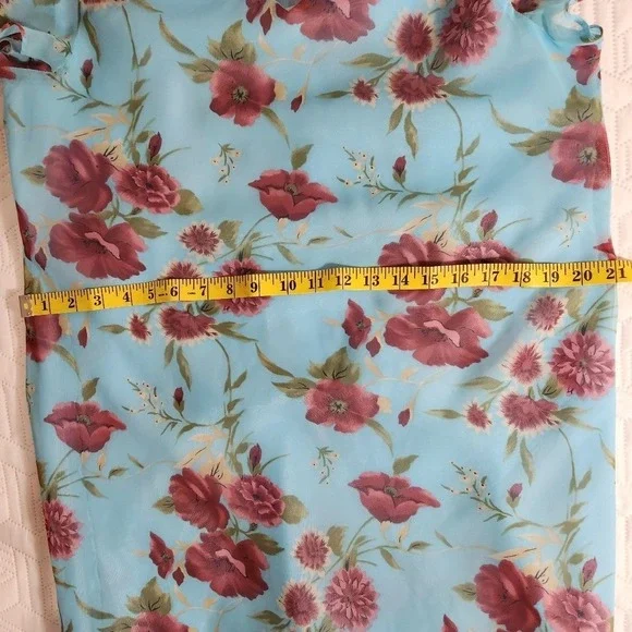 Megan Lee Sundress women Midi blue Flutter‎ Sleeves vNeck Lined boho flirt 16P - Picture 10 of 12